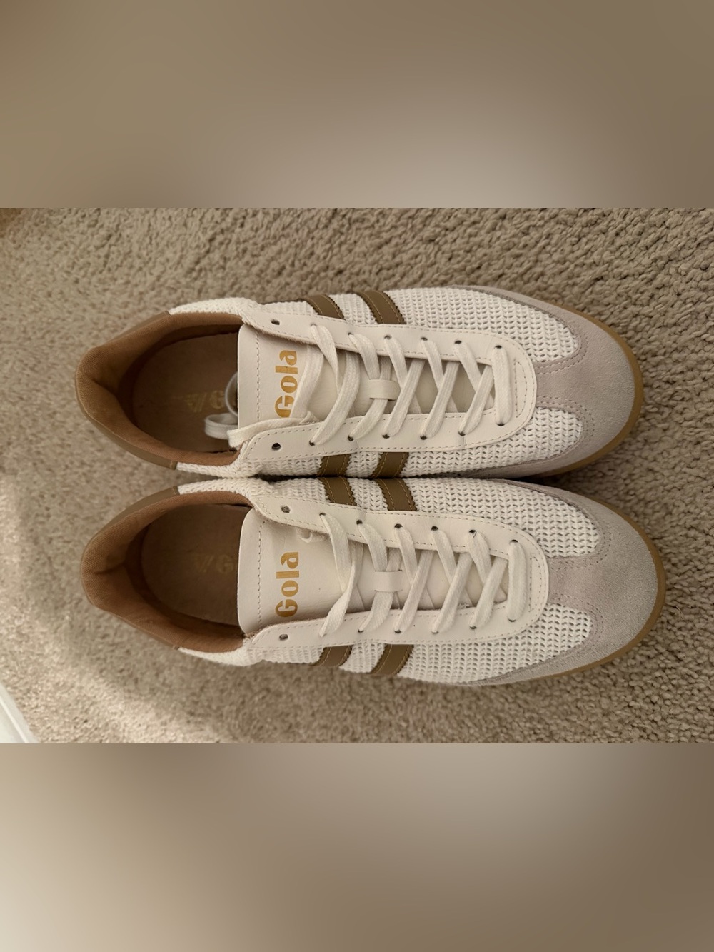 Gola Women’s White Sneakers with Tan Stripes